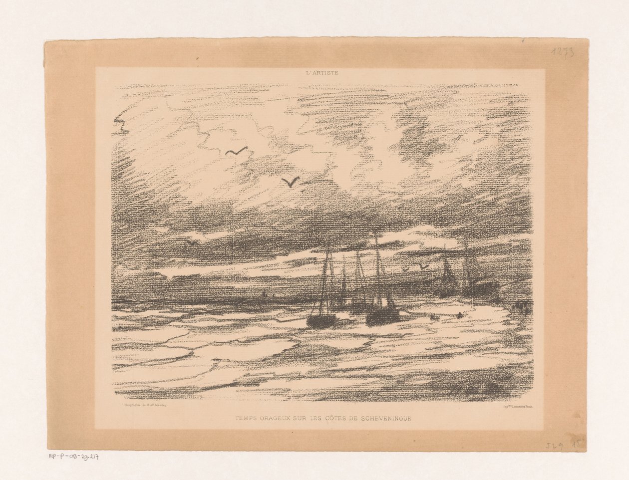 Viharos idő Scheveningen partjainál Temps orageux sur les côtes de Scheveningue (cím a tárgyon) alkotó: Hendrik Willem Mesdag