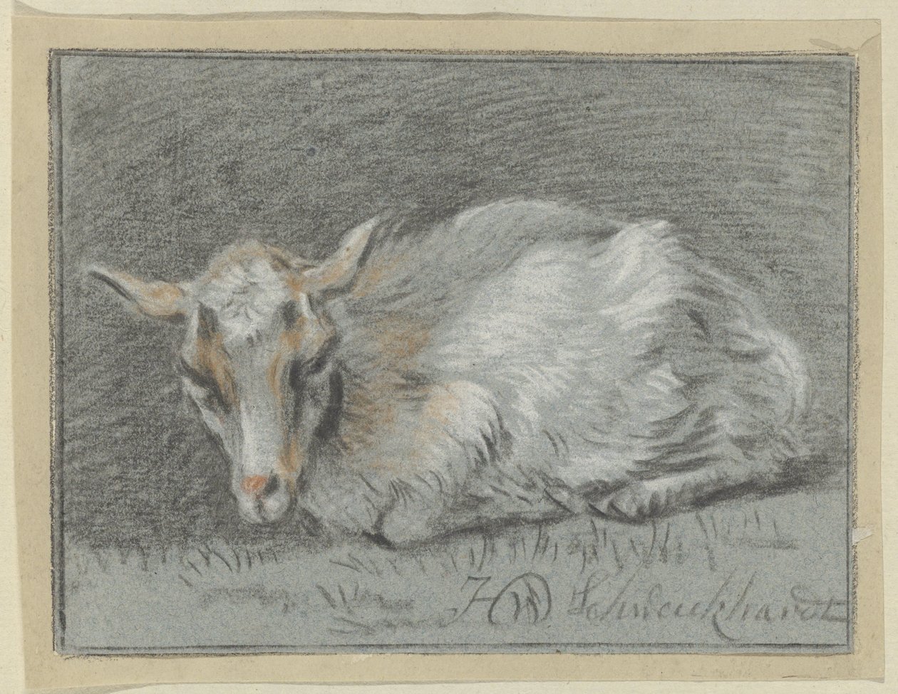 fekvő kecske alkotó: Hendrik Willem Schweickhardt (signed by artist)
