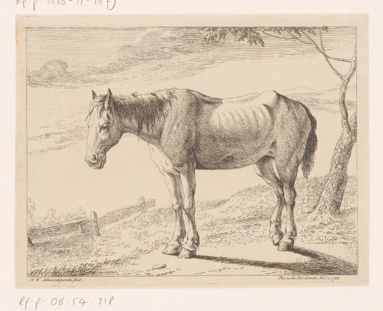 Ló Különböző állatok (sorozat címe) alkotó: Hendrik Willem Schweickhardt