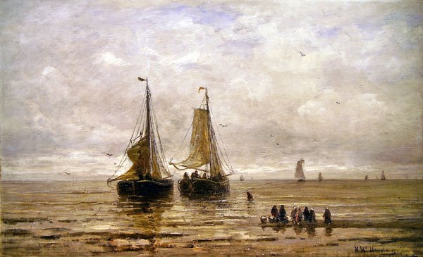 Tengerparti jelenet (olaj, vászon) alkotó: Hendrik William Mesdag