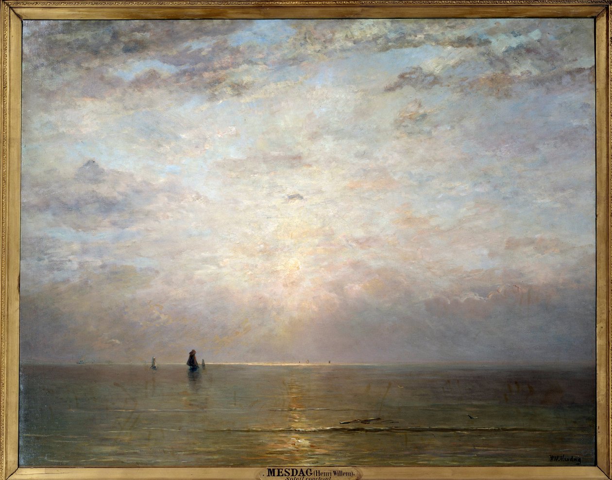Naplemente nap. Hendrik Wilhem Mesdag (1831-1915) festménye, ec. Holl. 19. század. Olajfestmény. Mérete: 1,40 x 1,80 m. Párizs, Musee d