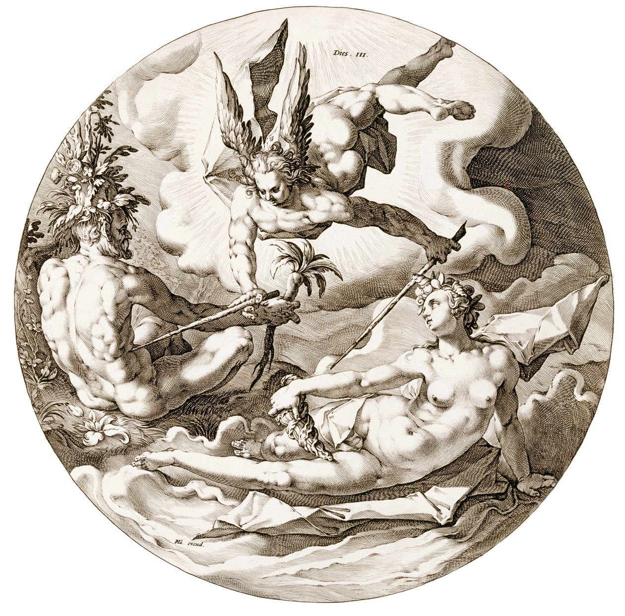 III. nap, A vizek elválása, A teremtés hat napja sorozatból, 1589 alkotó: Hendrik after Goltzius