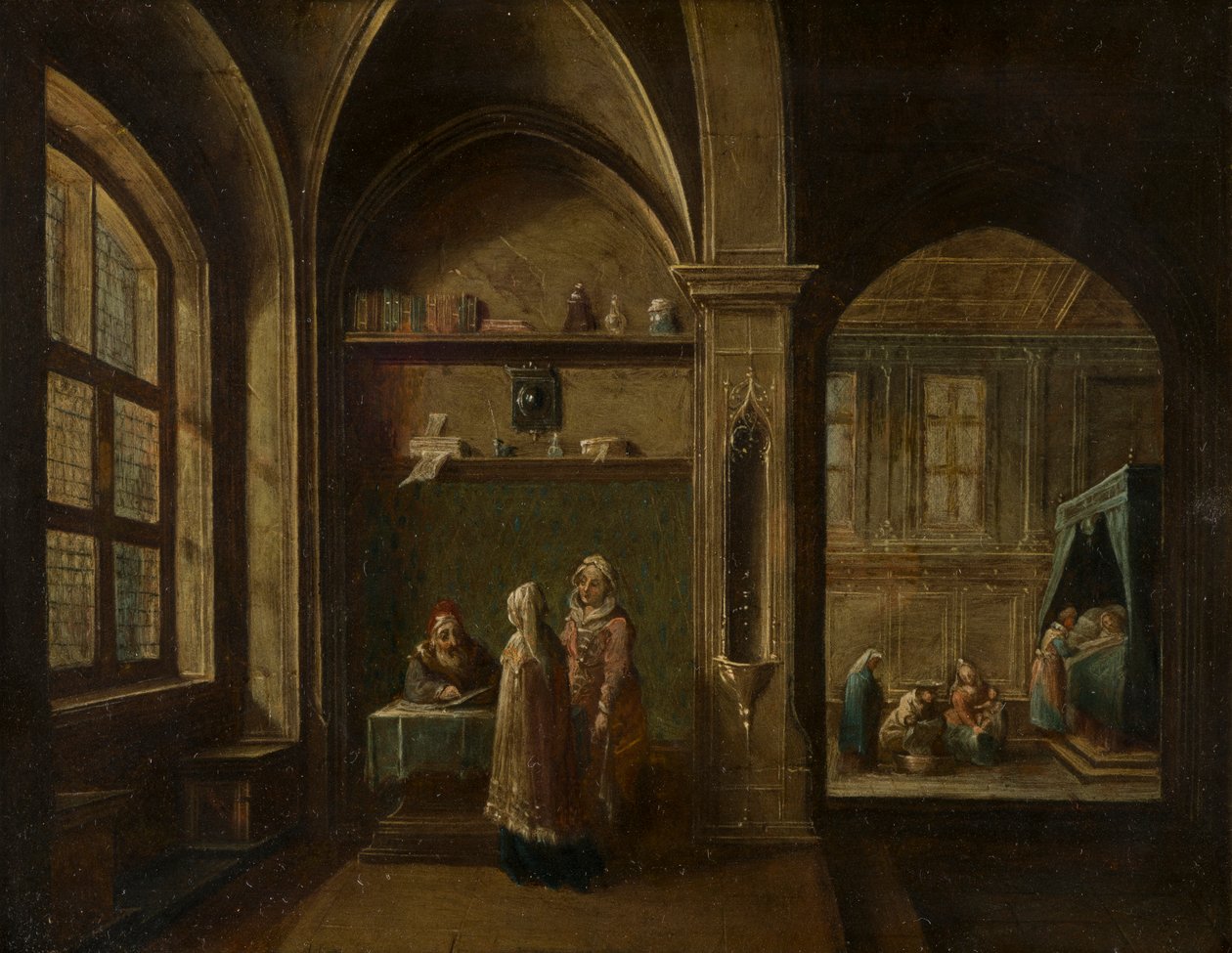 Reneszánsz belső figurákkal: Szent János születése, 1600-49 körül (olaj, réz) alkotó: Hendrik the Younger Steenwyck