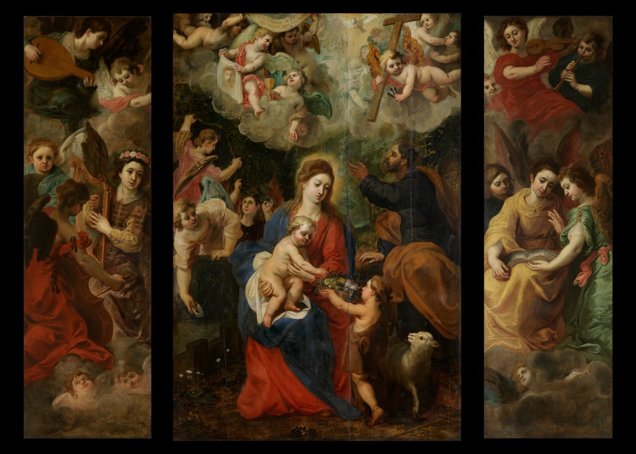 Szent Család angyalokkal (olaj a panelen) alkotó: Hendrik van the Elder Balen