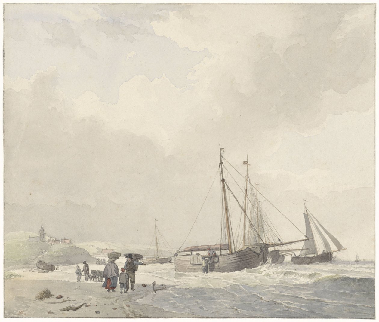 Kilátás a scheveningeni strandra alkotó: Hendrikus van de Sande Bakhuyzen