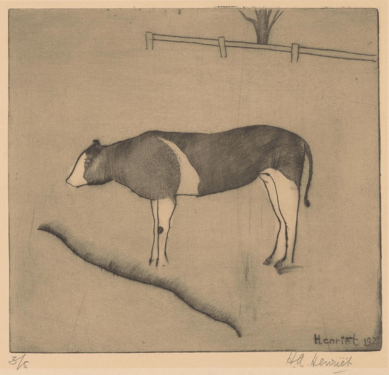 Tehén állt a bank mellett alkotó: Henk Henriët (signed by artist)