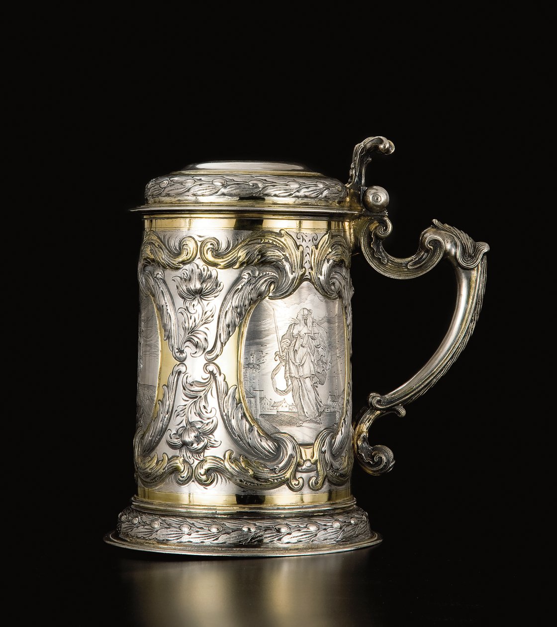 Tankard, Danzig, 1670 körül (aranyozott ezüst parcella) (lásd még: 469709 és 469710) alkotó: Hennick (attr. to) Probst