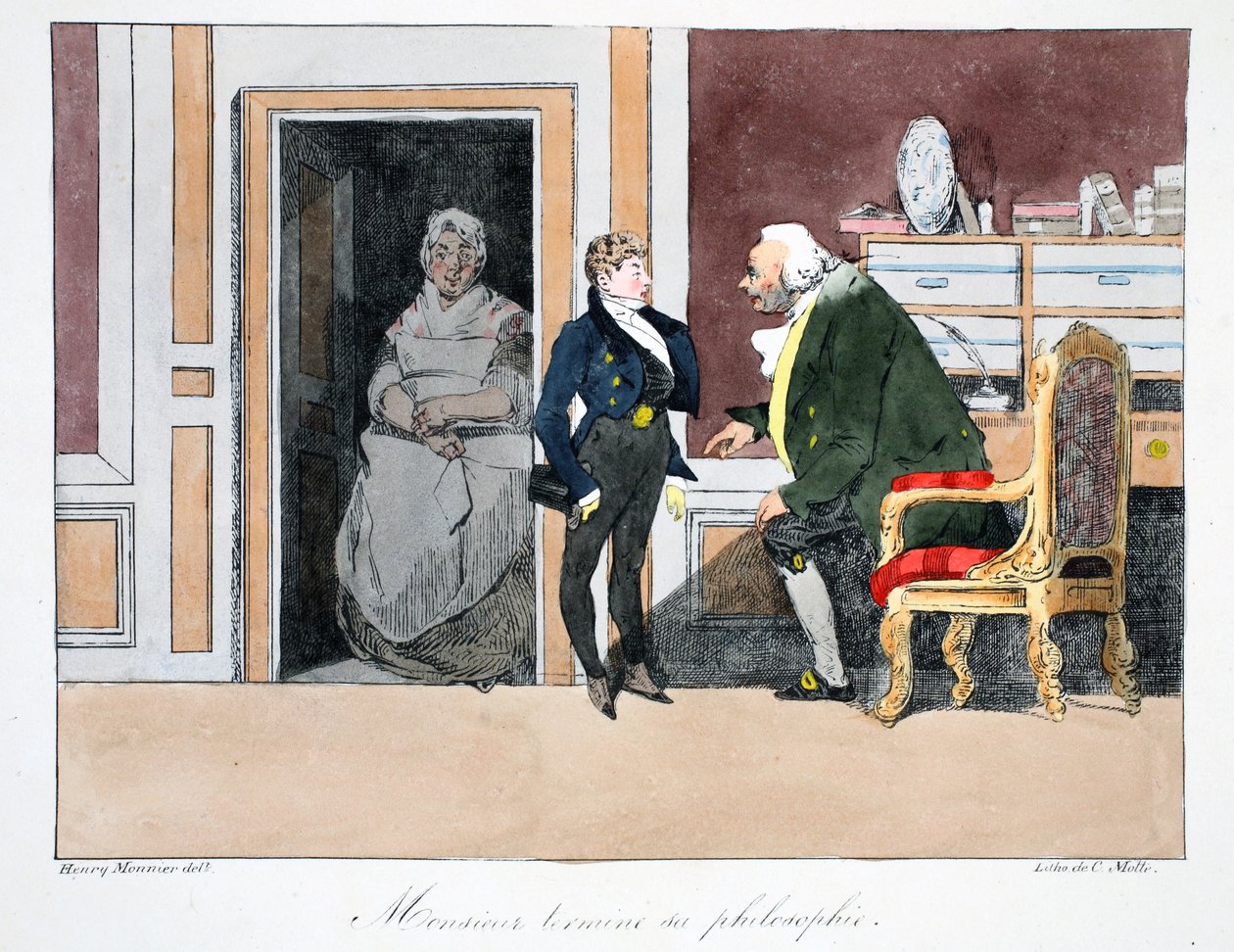 Illusztráció, 1828 körül (kézzel színezett litó) alkotó: Henri Bonaventure Monnier