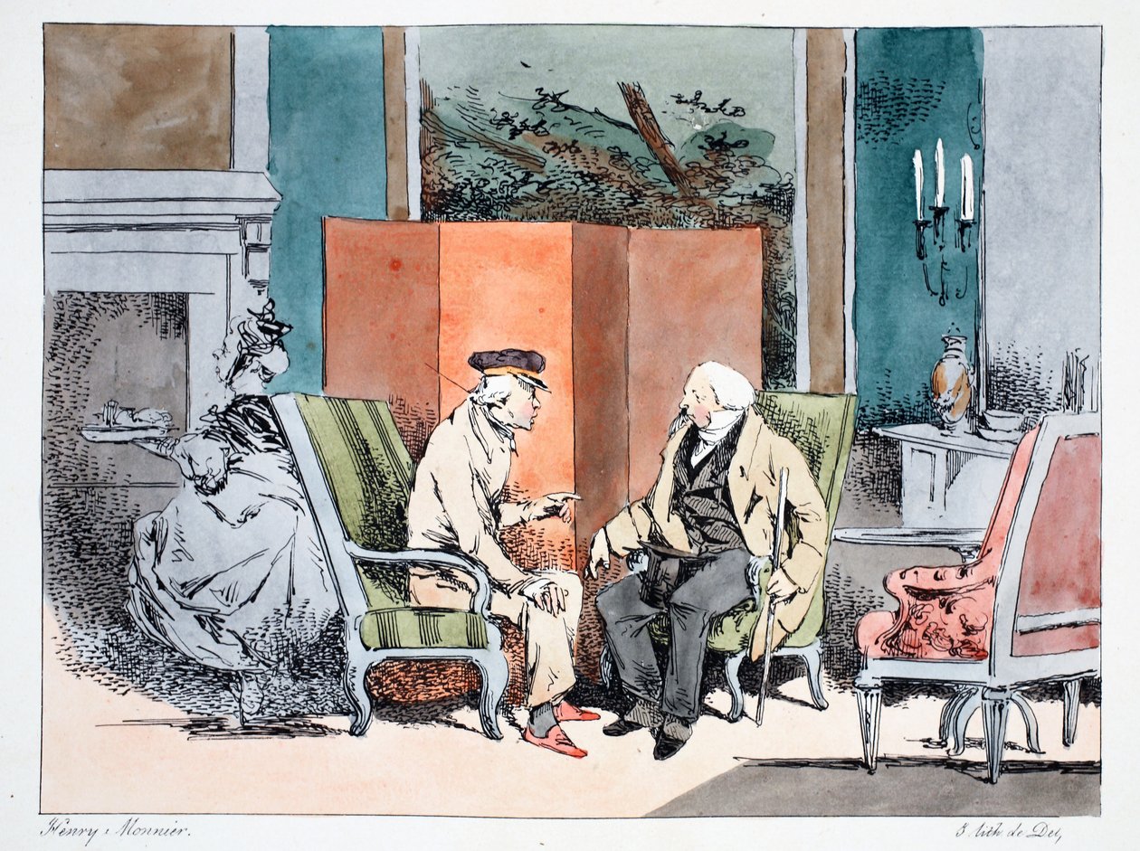 Nem szeretem a spenótot, 1828 körül (kézzel színezett litho) alkotó: Henri Bonaventure Monnier