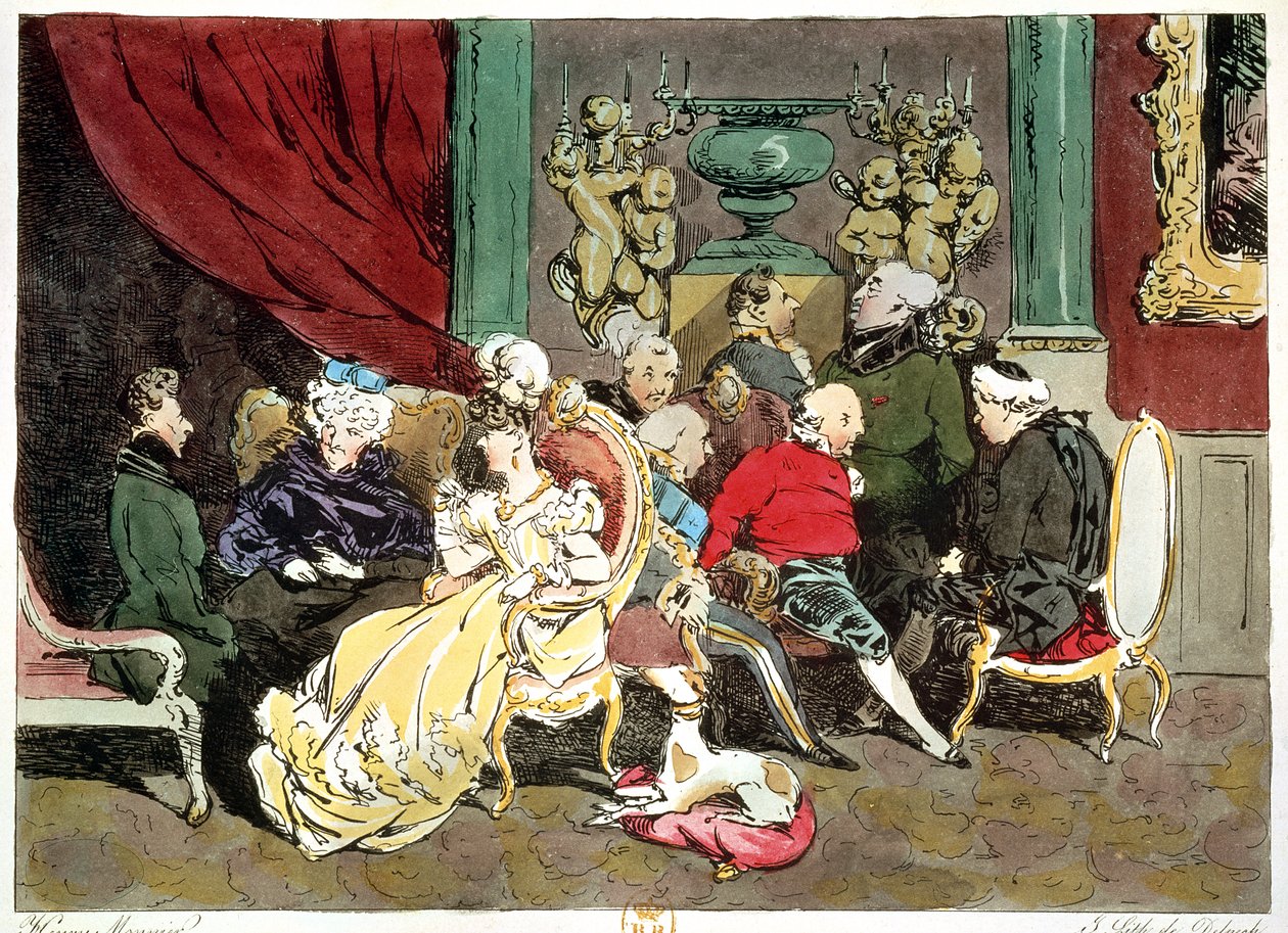 Le Faubourg Saint-Germain, Delpech metszete, 1828 alkotó: Henri Bonaventure Monnier