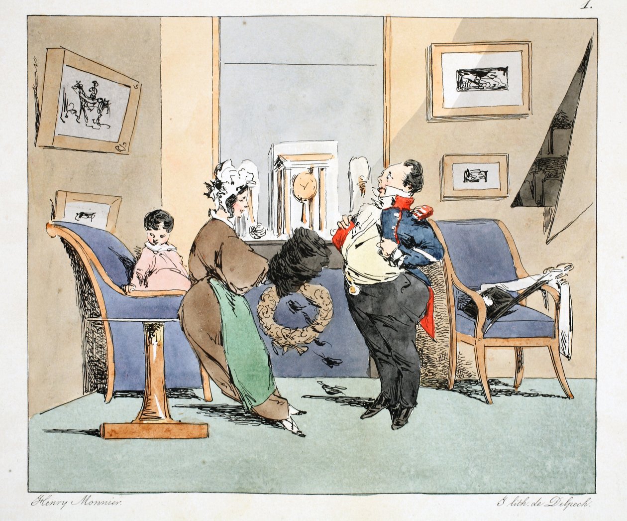 Madame Ledru, szörnyen hatalmas lettem, 1828 körül (kézi színezett litó) alkotó: Henri Bonaventure Monnier