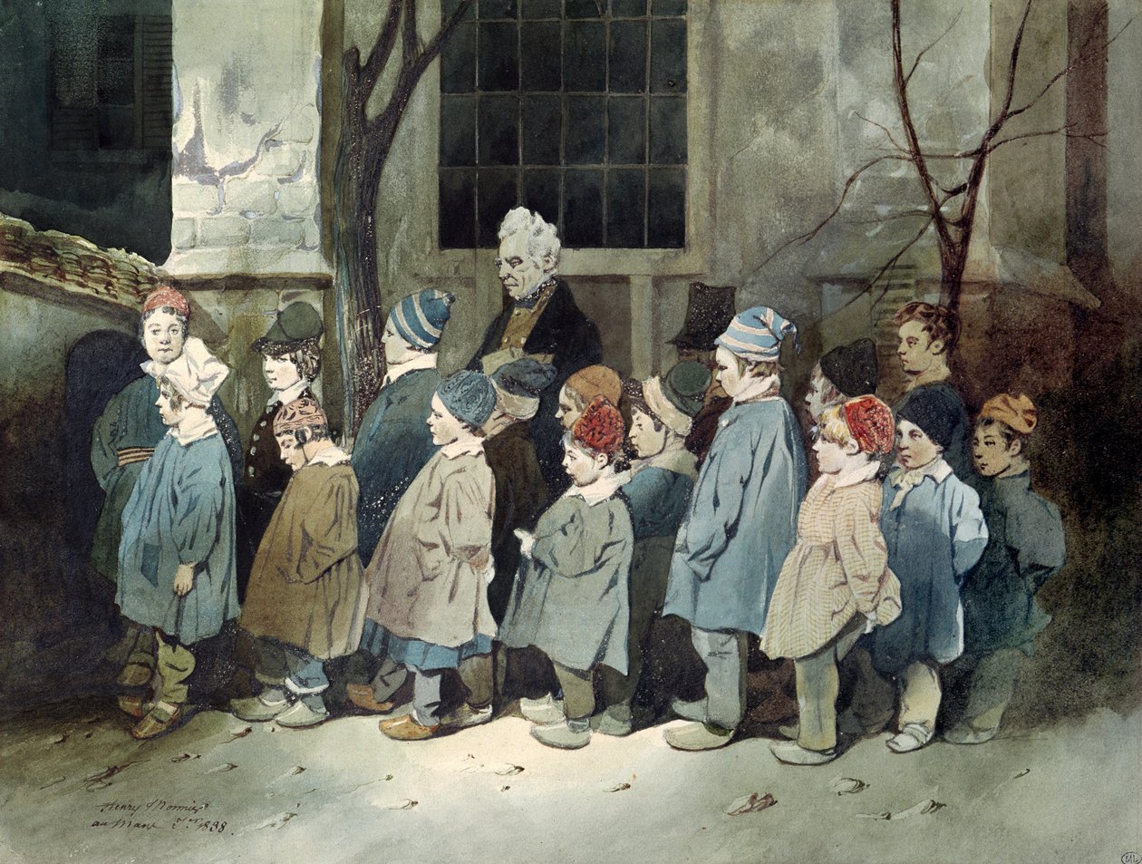 Iskolás fiúk a játszótéren alkotó: Henri Bonaventure Monnier