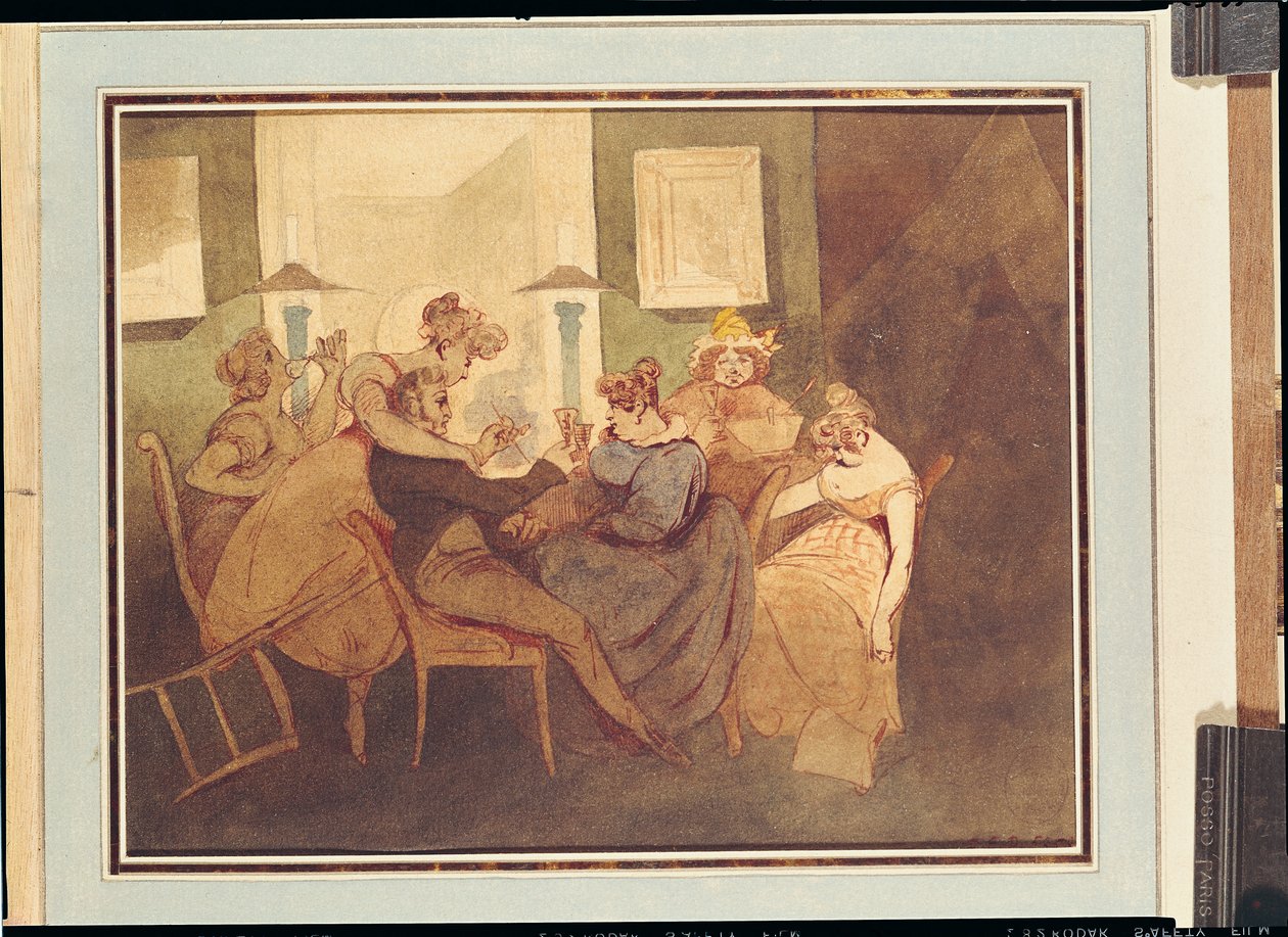 A kártyajáték, 1830 után alkotó: Henri Bonaventure Monnier