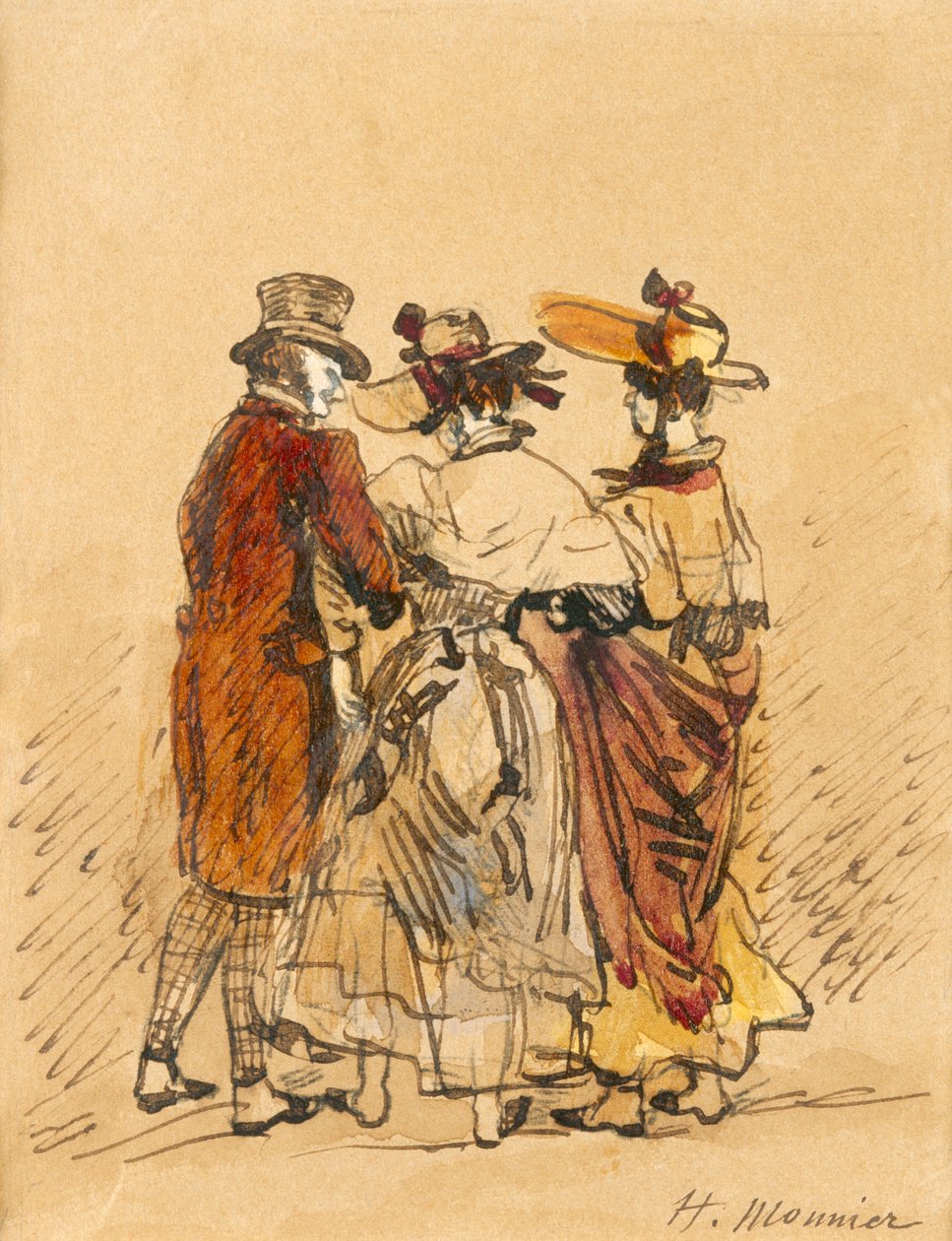 A séta (tinta és wc papíron) alkotó: Henri Bonaventure Monnier