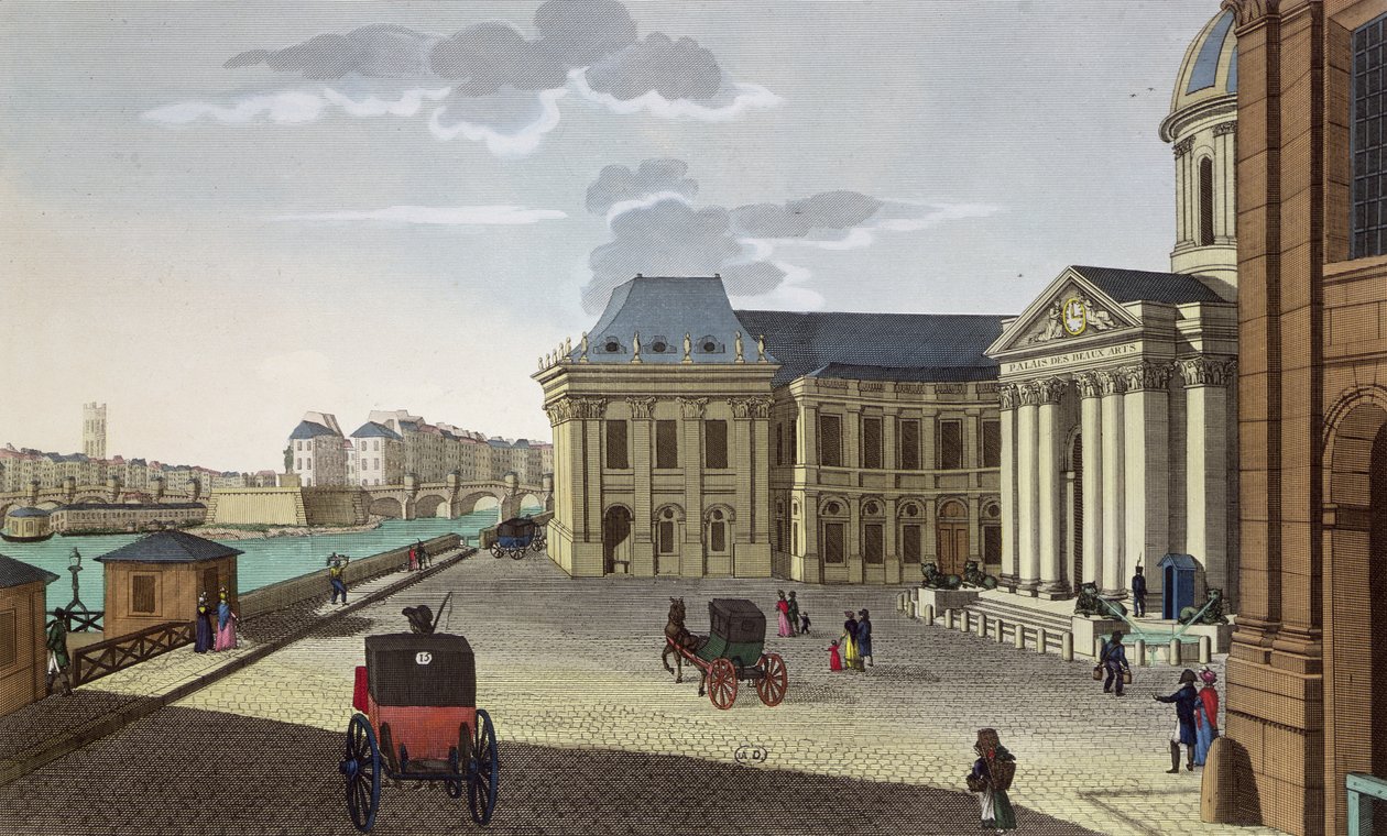 A Palais des Beaux Arts, 1815-20 körül (színes metszet) alkotó: Henri Courvoisier Voisin