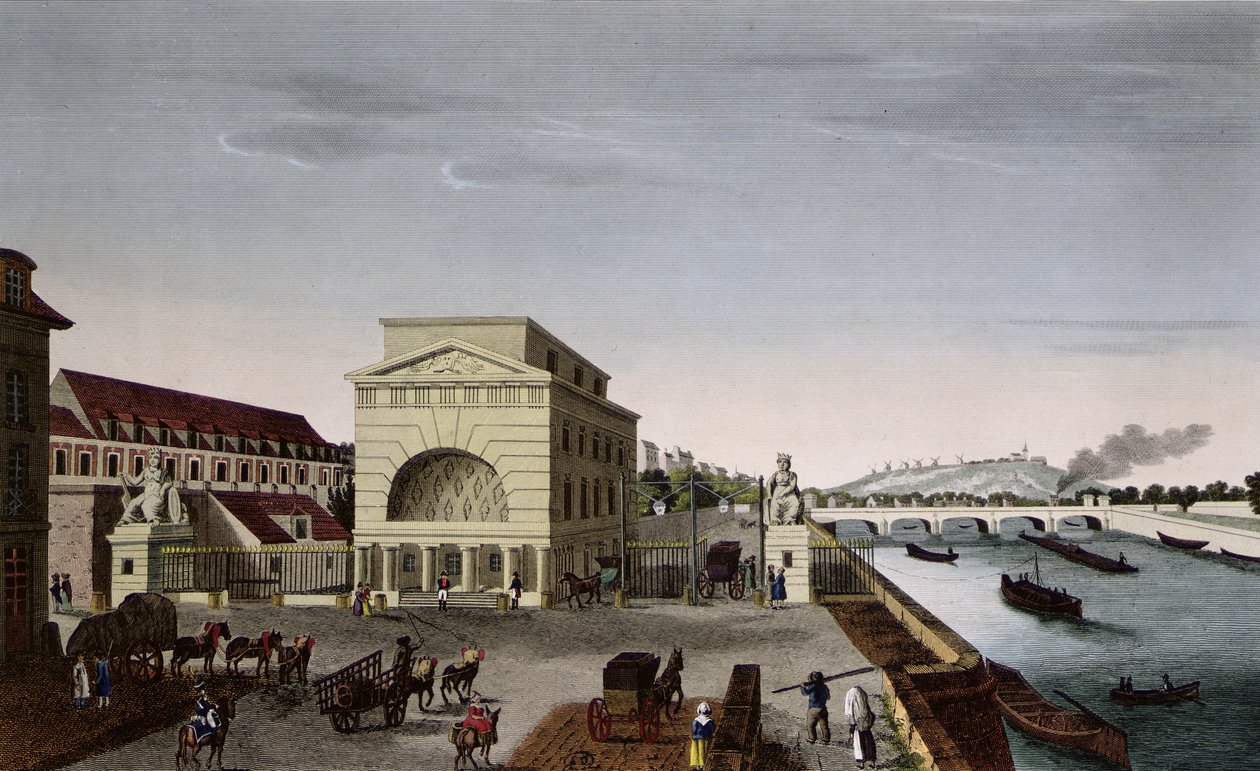 A Barriere de Passy, 1815-20 körül (színes metszet) alkotó: Henri Courvoisier Voisin