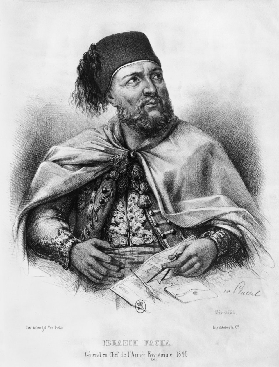 Ibrahim pasa portréja, 1840 alkotó: Henri Daniel Plattel