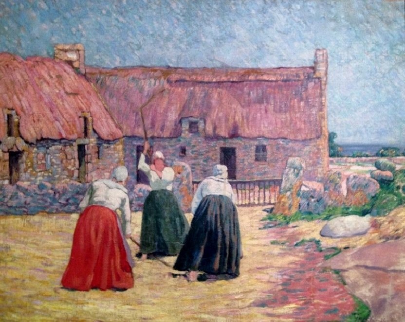 Jelenet a cséplésről vagy franciául: Tanyaudvar Benarvenben alkotó: Henri Delavallee