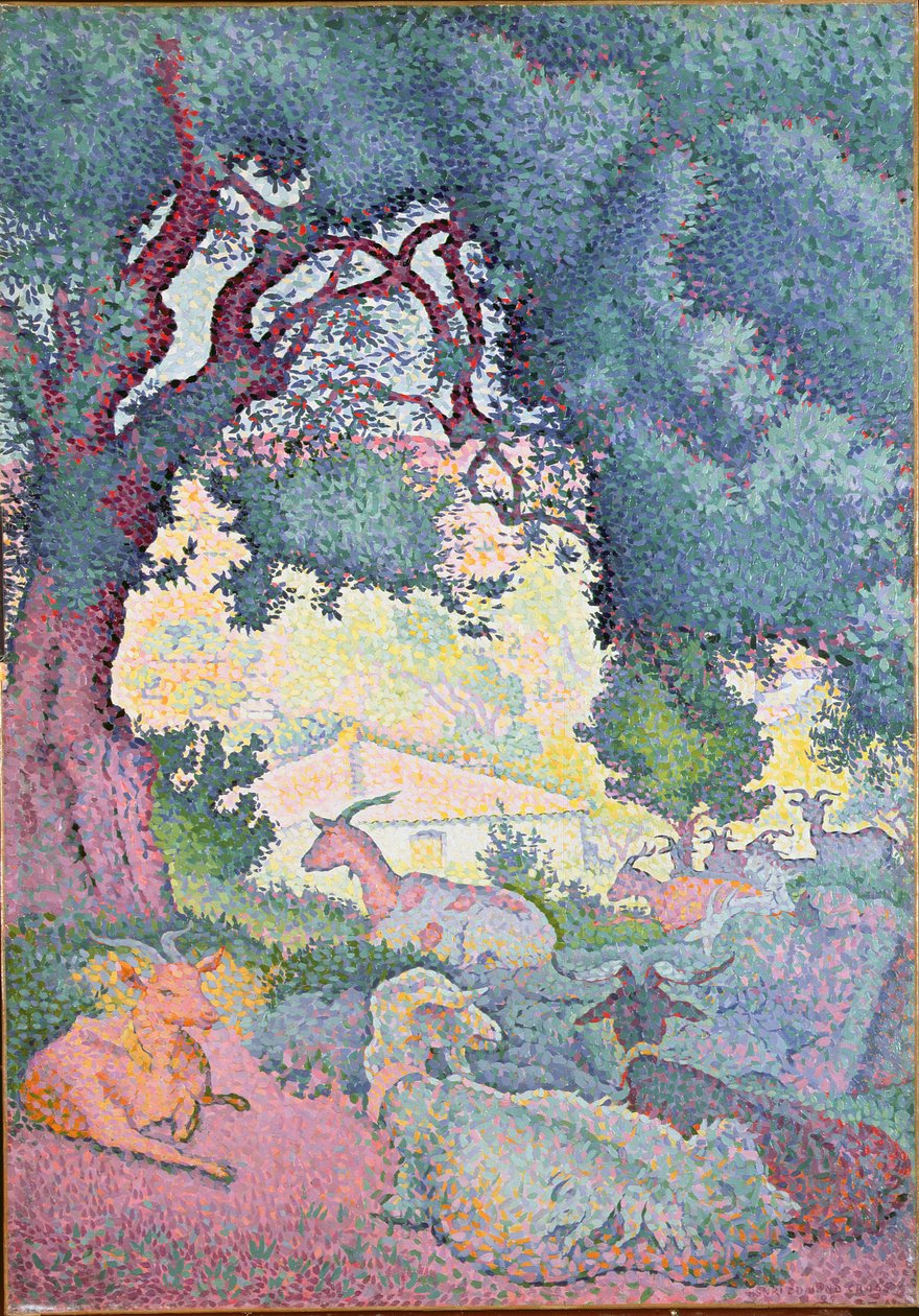 Táj kecskékkel, 1895 alkotó: Henri Edmond Cross