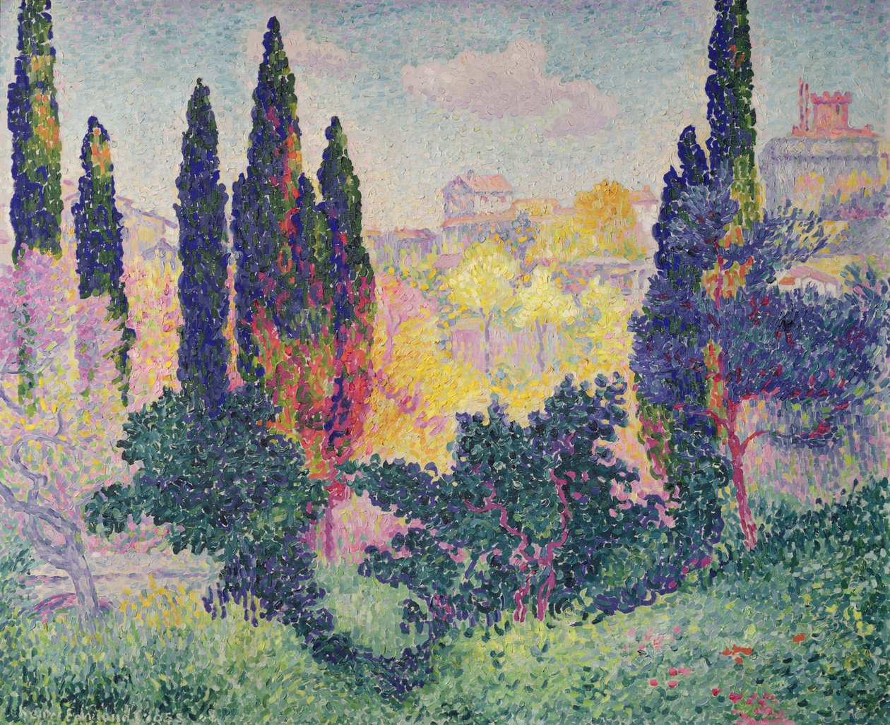 A ciprusok Cagnesben, 1908 alkotó: Henri Edmond Cross