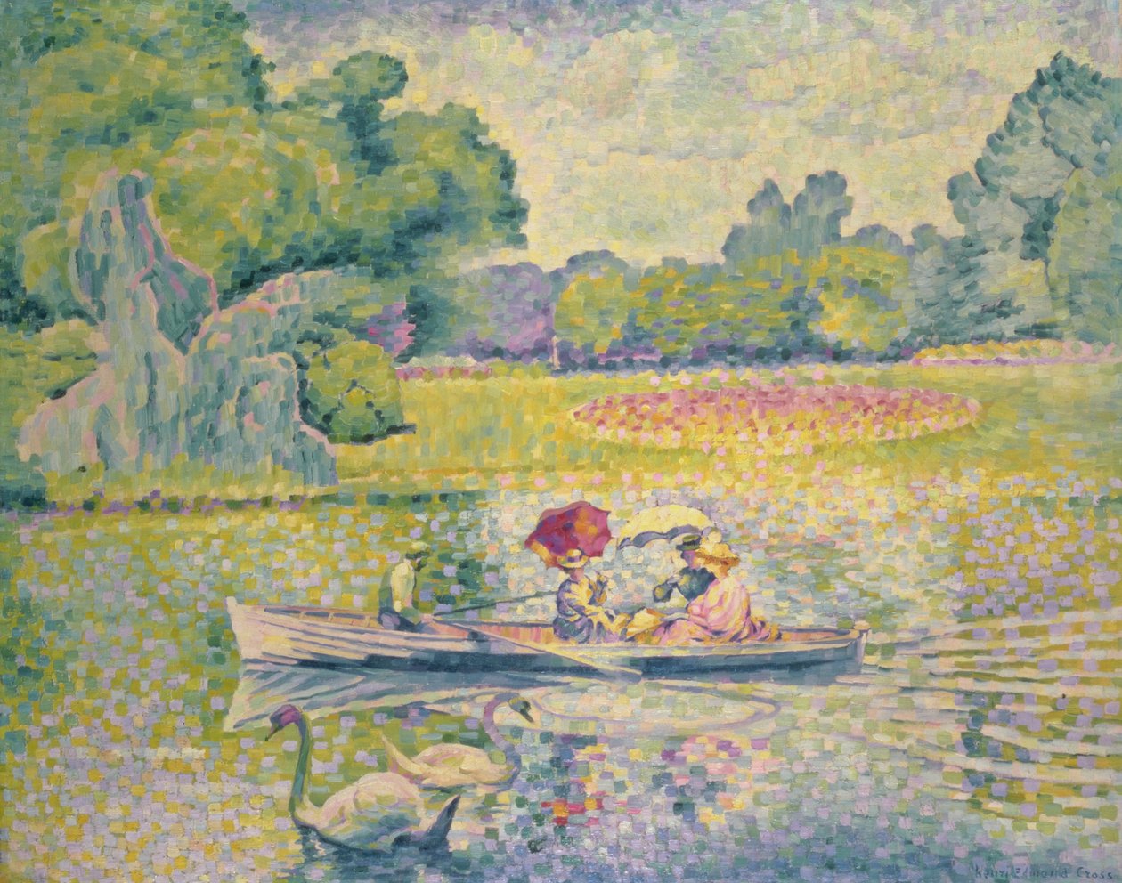 A Bois de Boulogne-i sétány, 1906 körül alkotó: Henri Edmond Cross