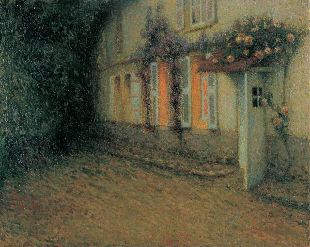 Rózsák és Wisterias a házban alkotó: Henri Eugene Augustin Le Sidaner