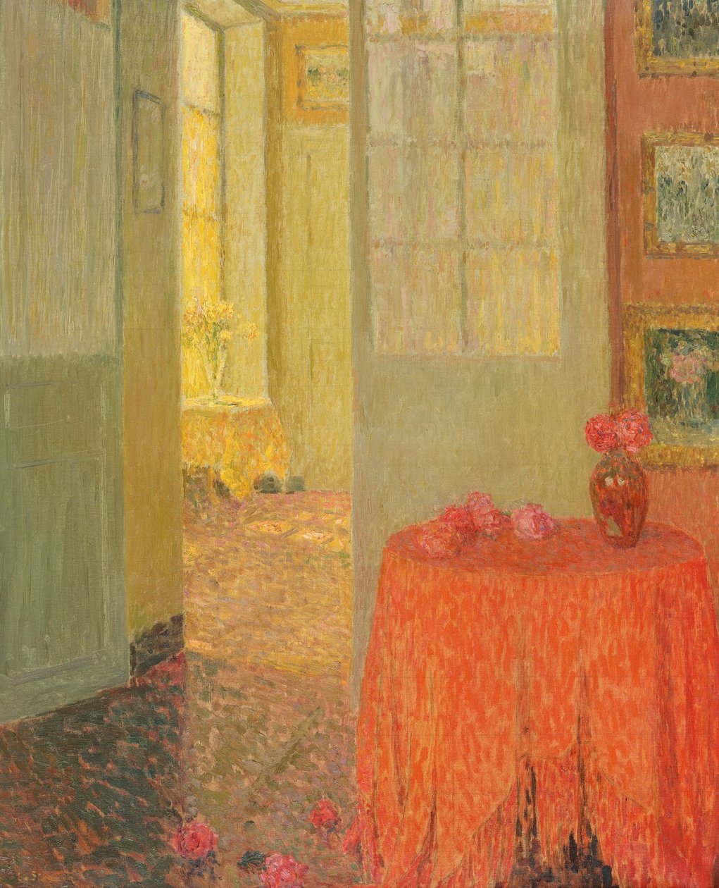A vörös asztalterítő, Versailles, 1931 körül alkotó: Henri Eugene Augustin Le Sidaner