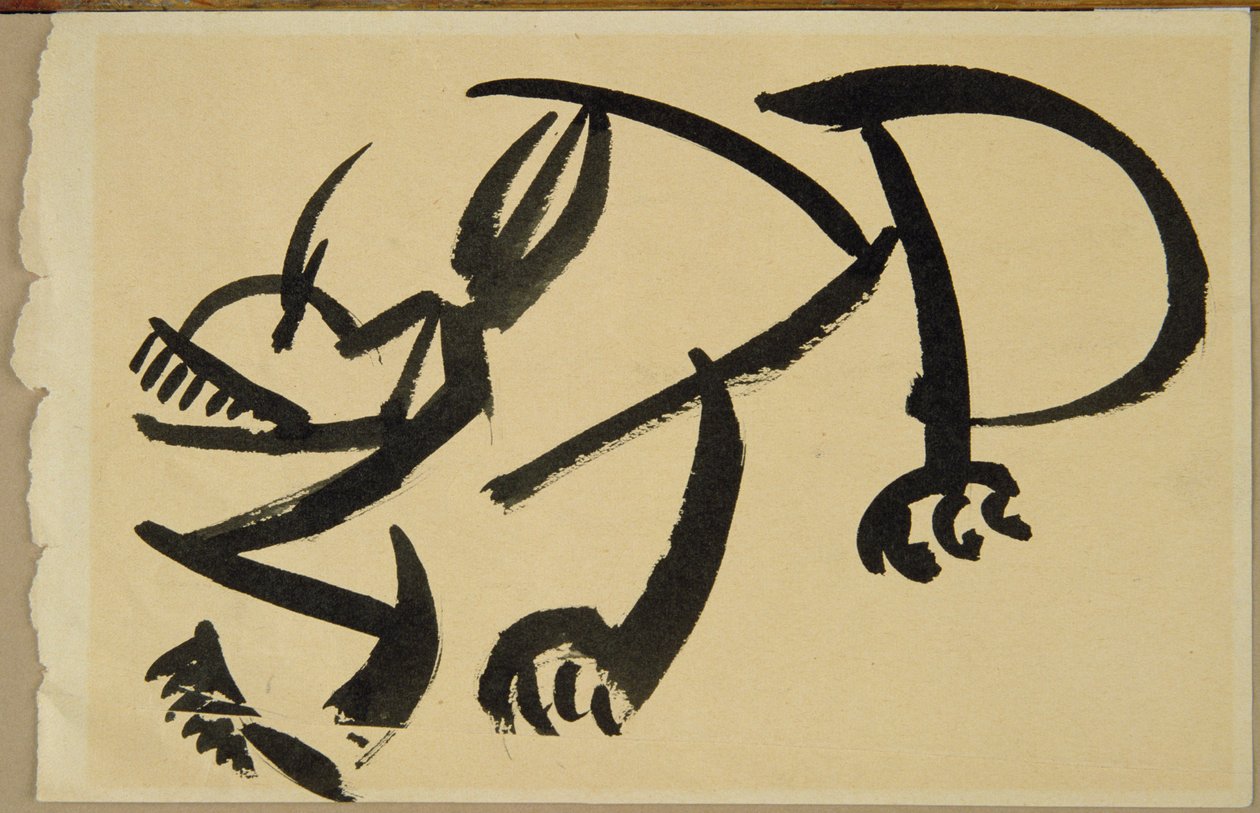 Macska lecsapni készül, 1913 (fekete mosás a papíron) alkotó: Henri Gaudier Brzeska