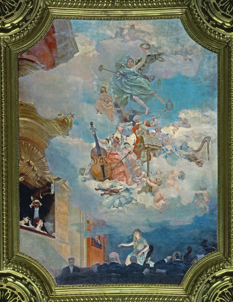 Zene a korszakokon át, a Salle des Fetes (bálterem) mennyezete, 1891 alkotó: Henri Gervex