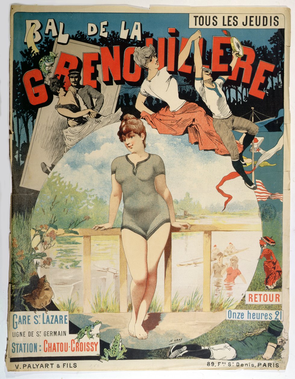 A „Bal de la Grenouillere”-t hirdető plakát alkotó: Henri Gray