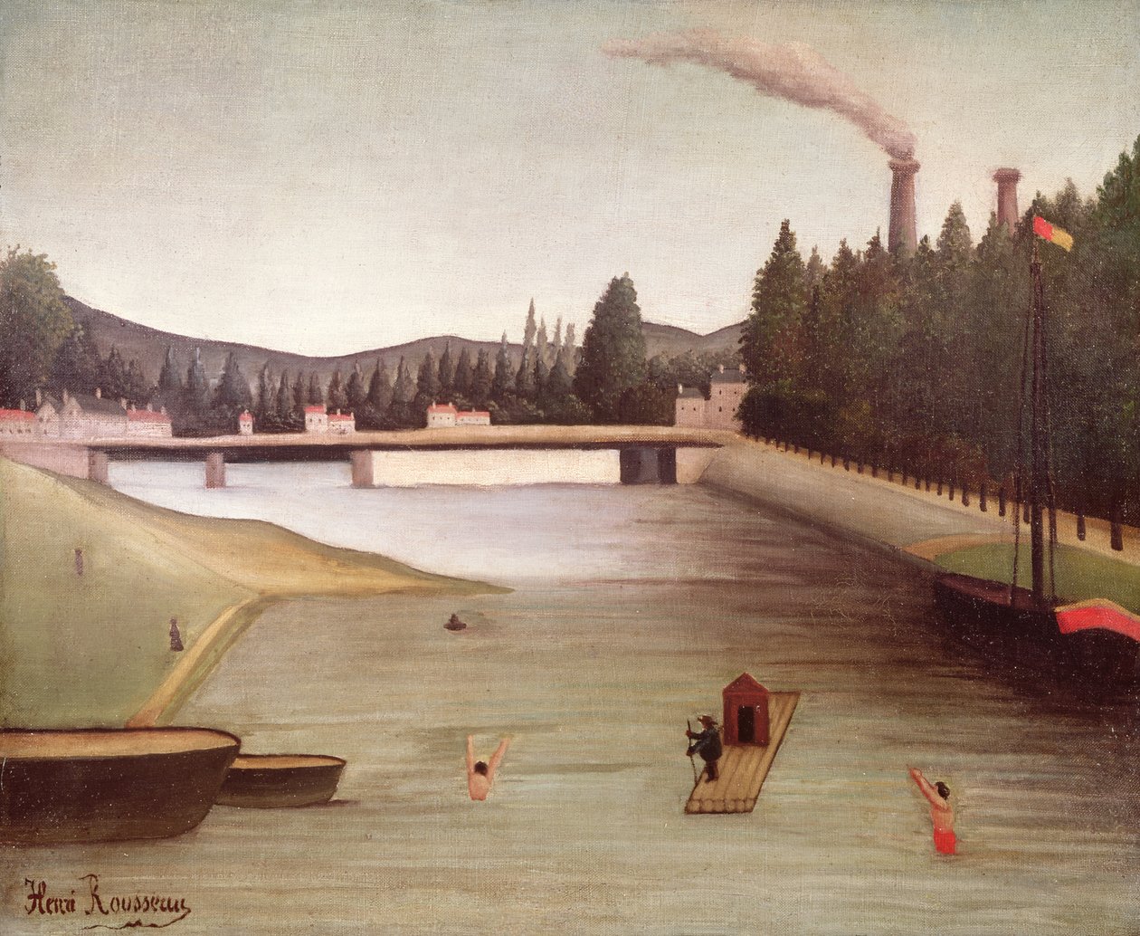 Fürdés Alfortville-ben alkotó: Henri Rousseau