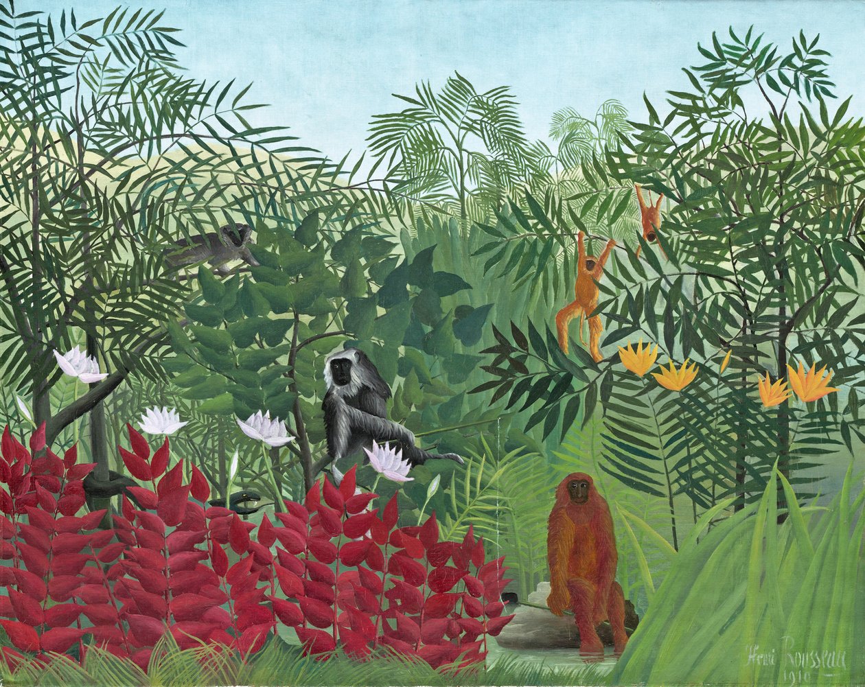Trópusi erdő majmokkal, 1910 alkotó: Henri Rousseau