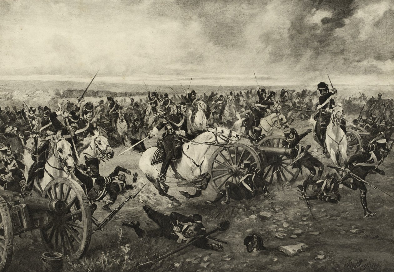 A skót szürkék Waterlooban, 1815. június 18., 1902 körül alkotó: Henri Louis Dupray