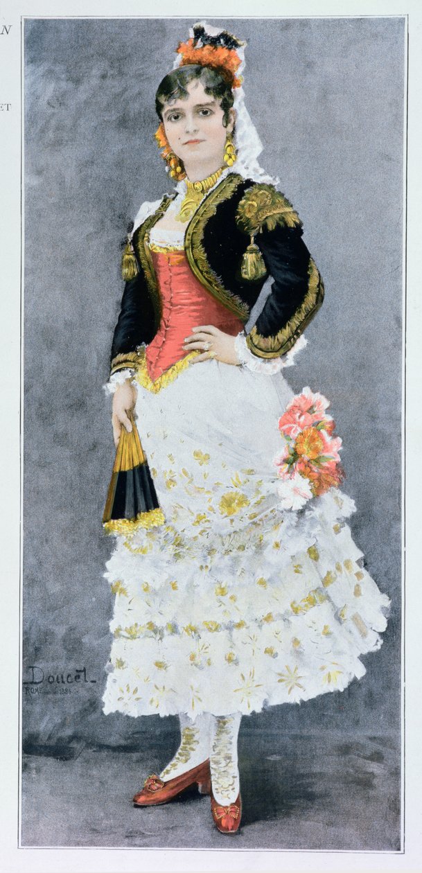 Celestine Galli-Marie (1840-1905) Georges Bizet (1838-75) „Carmen” szerepében, 1884 (színes metszet) alkotó: Henri Lucien Doucet