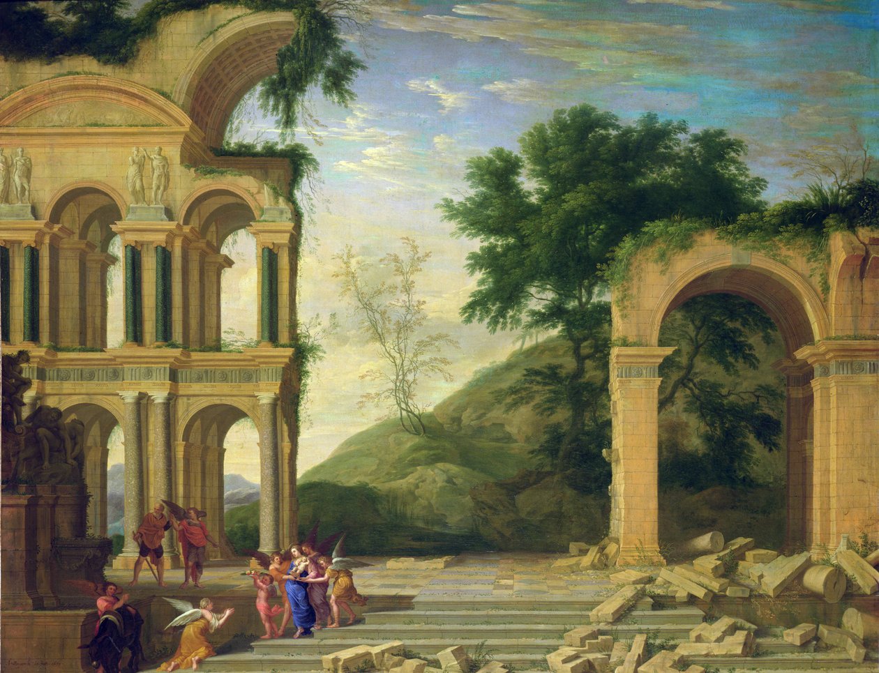 Táj a többiekkel az egyiptomi repülésen, 1671 alkotó: Henri Mauperche