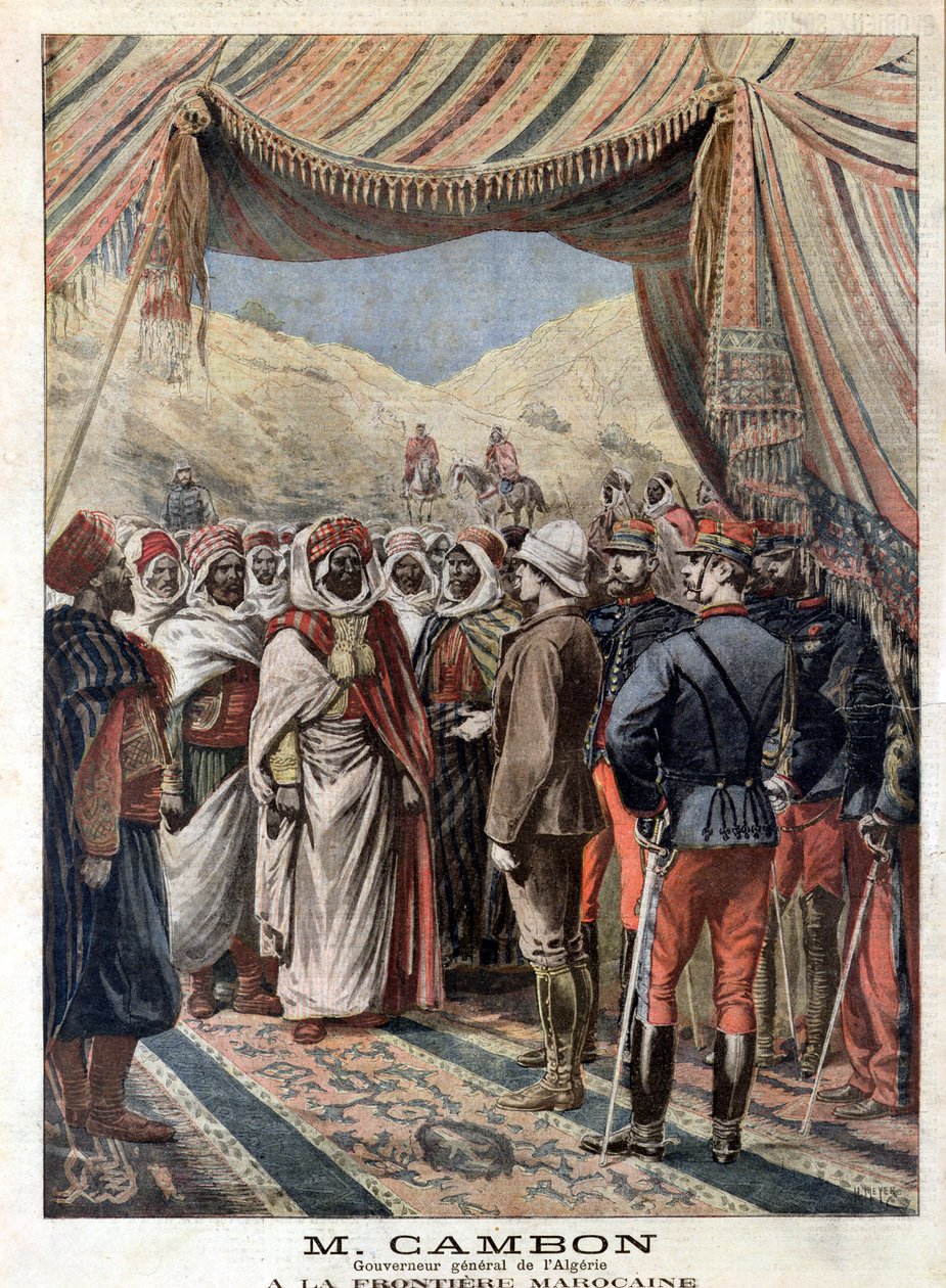 Jules Cambon (1845-1935) Algéria főkormányzója 1871-1897 a marokkói határon, illusztráció a "Le Petit Journal" 1897. május 9-iből alkotó: Henri Meyer