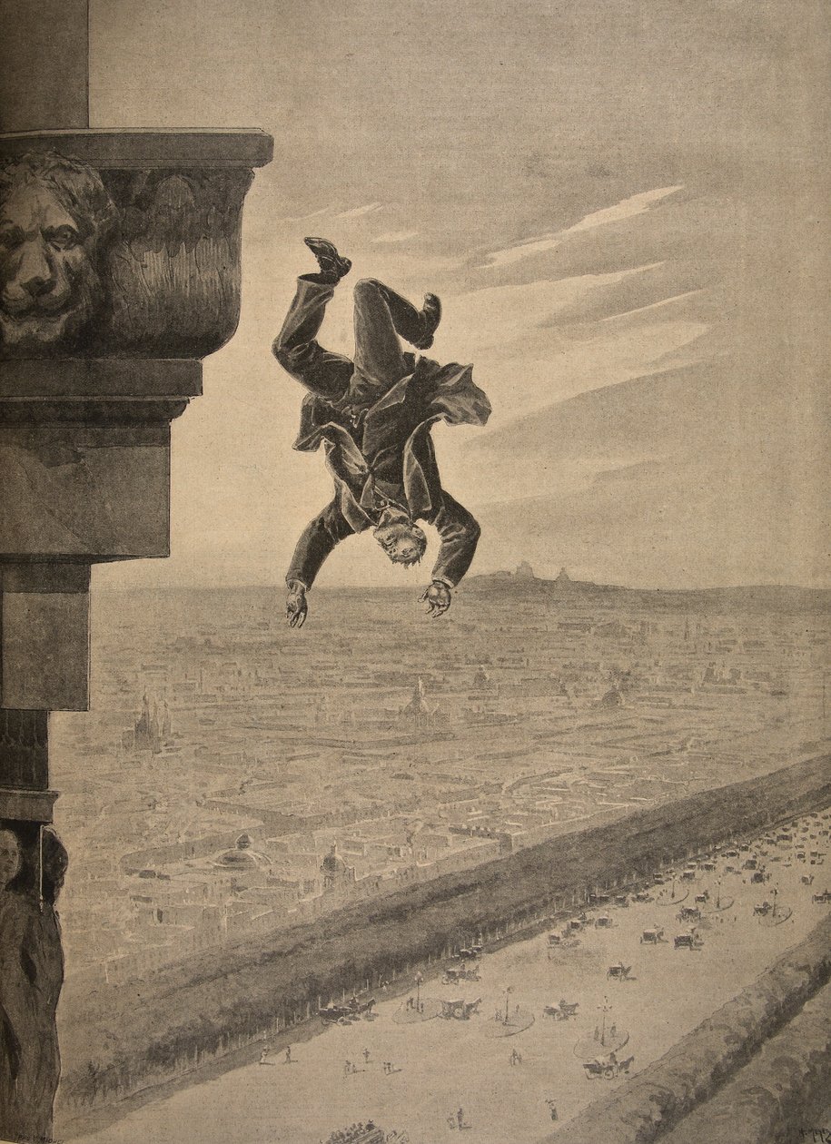 Öngyilkosság a Diadalívnél, illusztráció a „Le Petit Journal: Supplement illustre” című folyóiratból, 1898. május 8. alkotó: Henri Meyer