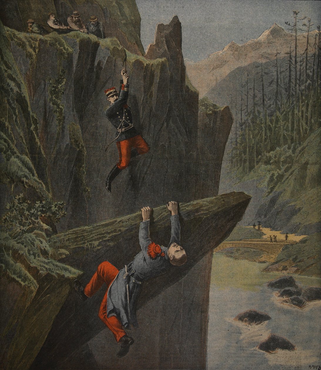 Egy katona megmentése, illusztráció a „Le Petit Journal: Supplement illustre” című folyóiratból, 1898. február 13. alkotó: Henri Meyer