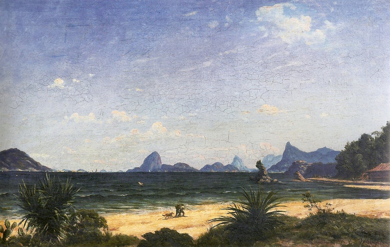 A Rio de Janeiró-i öböl bejárata a niteroi Icarai strandról nézve alkotó: Henri Nicolas Vinet