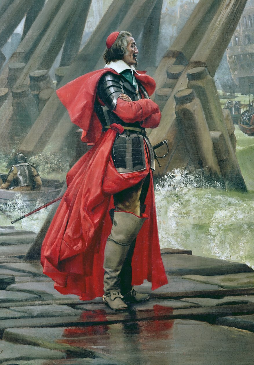 Richelieu bíboros a La Rochelle-i tengerfalon, 1881 (153763 részlet) alkotó: Henri Paul Motte