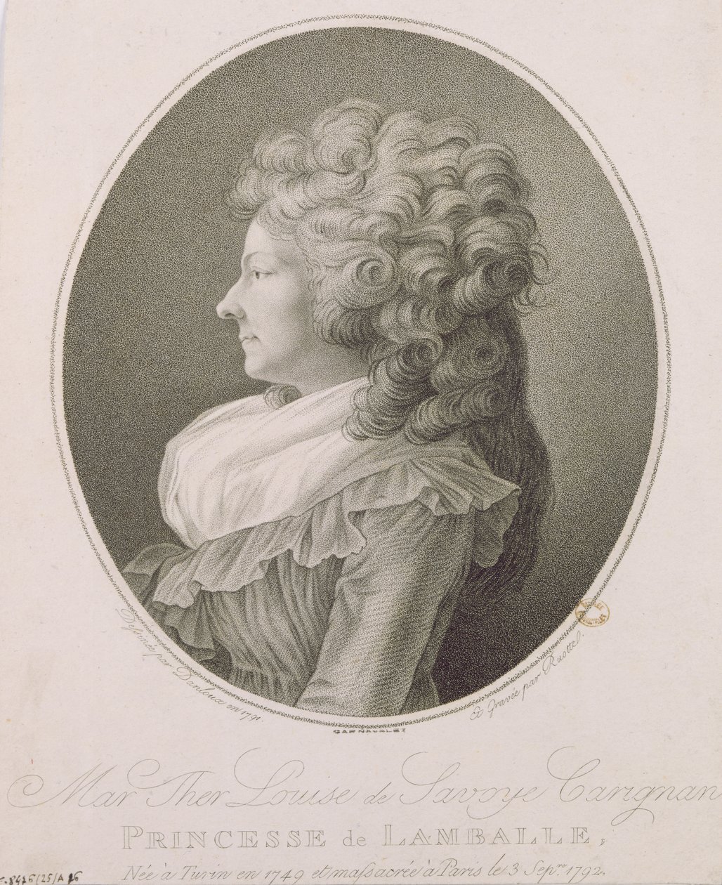 Marie Therese Louise de Savoie-Carignan (1749-92) Lamballe hercegnője, 1791 alkotó: Henri Pierre Danloux