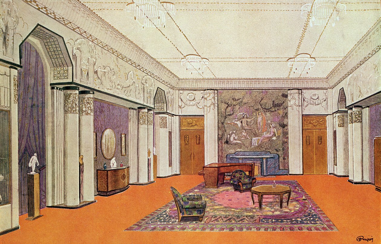 Szalon egy nagykövet számára, az Exposition des Arts Decoratifs projektje 1925-ben, a művész által tervezett alkotó: Henri Rapin