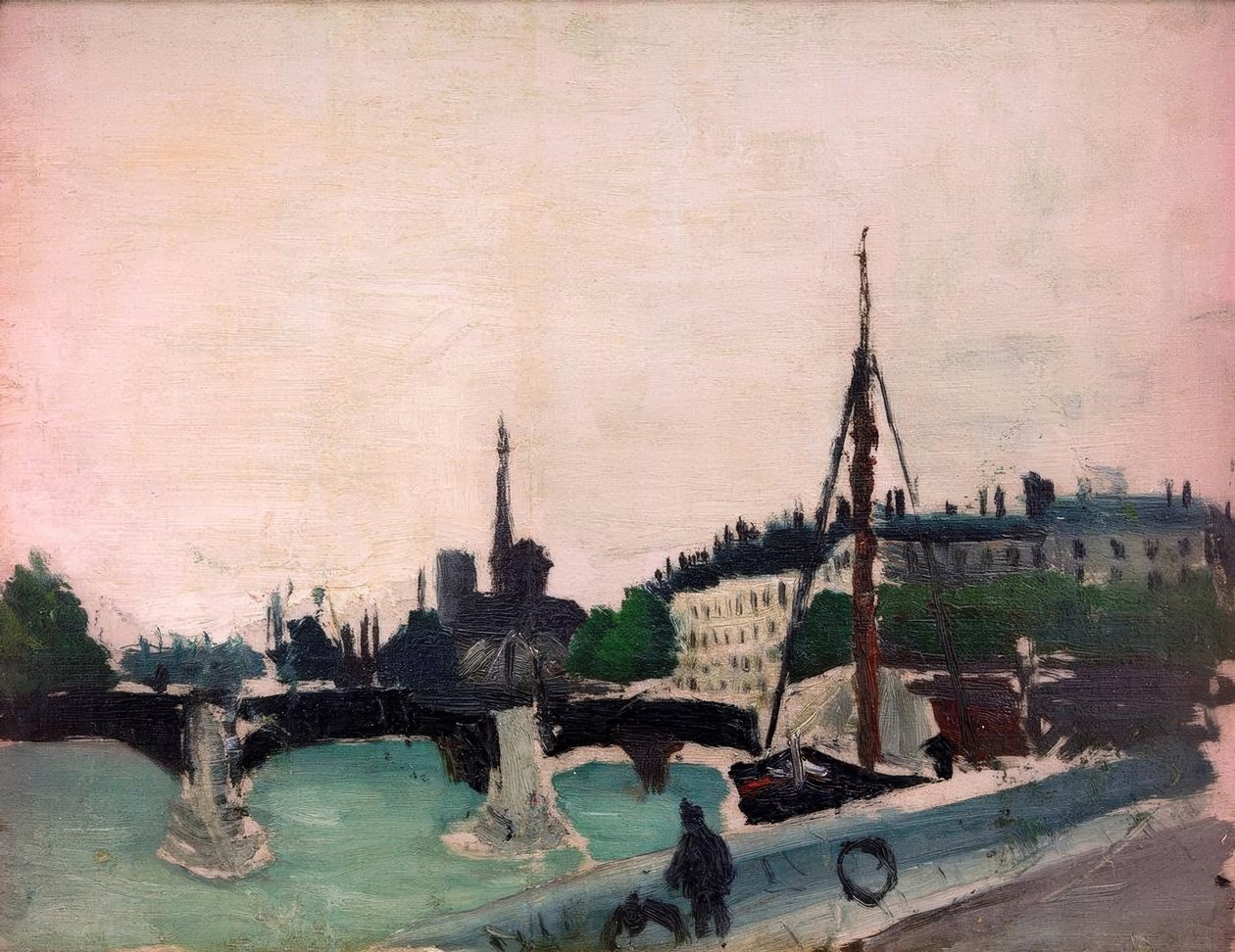 Vázlat, Île Saint-Louis kilátása Quai Henri IV-ből alkotó: Henri Rousseau