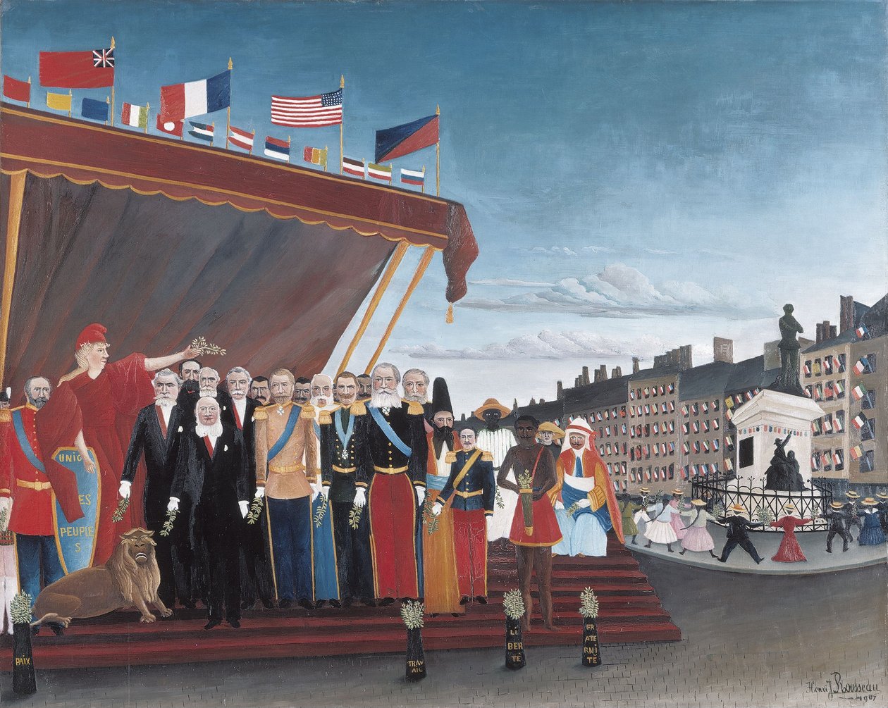 Az idegen hatalmak képviselői a béke jeleként köszöntik a Köztársaságot alkotó: Henri Rousseau