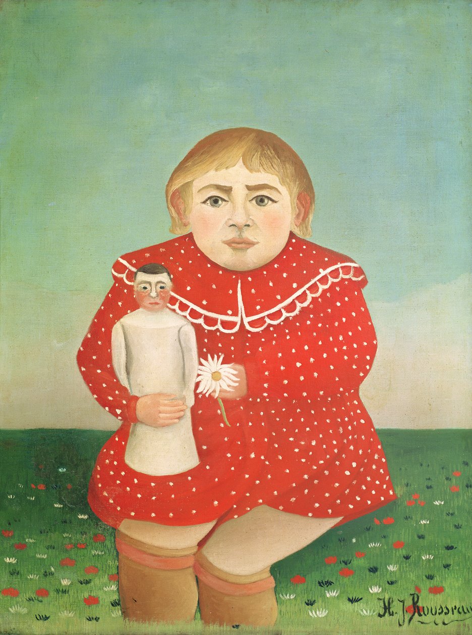 A lány babával, 1892 körül vagy 1904-2005 körül alkotó: Henri Rousseau