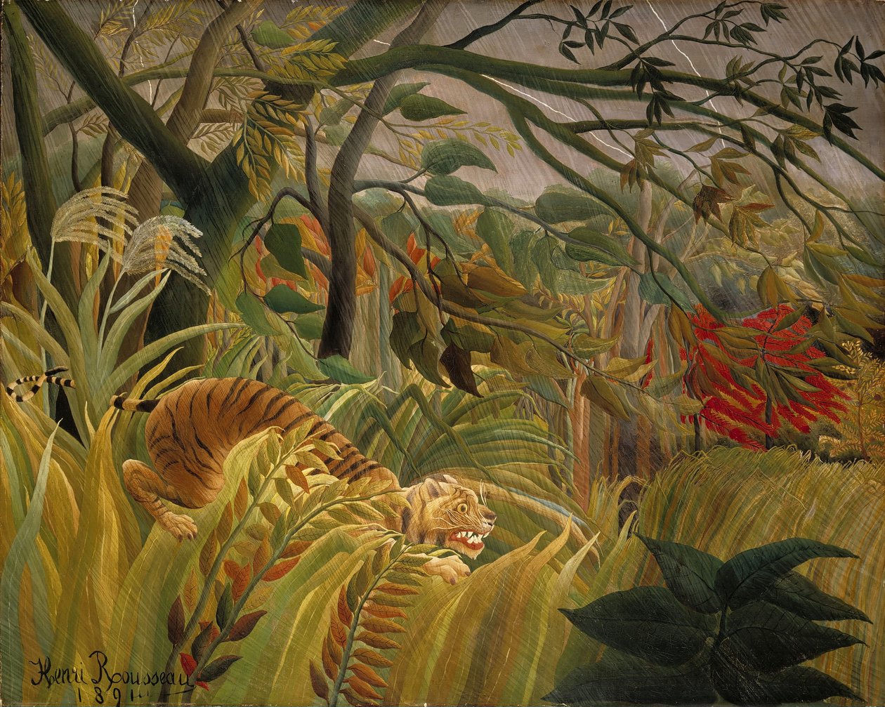 Tigris a trópusi viharban alkotó: Henri Rousseau