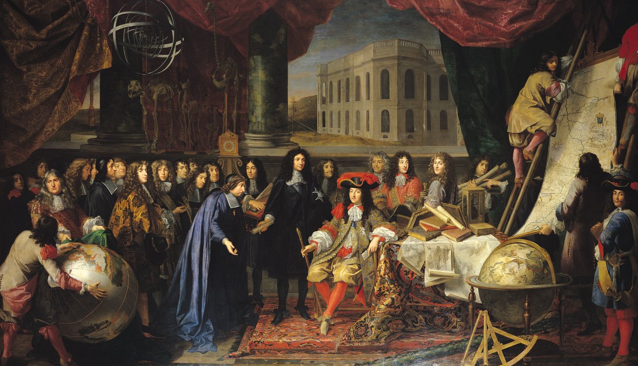 Jean-Baptiste Colbert (1619-1683) a Királyi Tudományos Akadémia tagjainak bemutatása XIV. Lajosnak (1638-1715) 1667 körül. alkotó: Henri Testelin