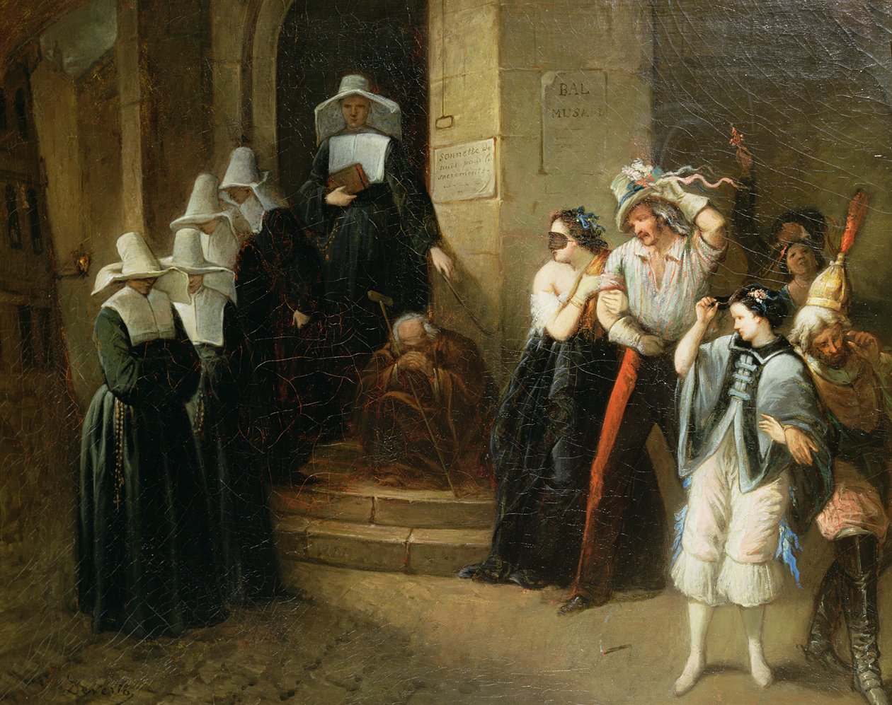 Álarcosbál, 1870 körül alkotó: Henri Victor Deveria