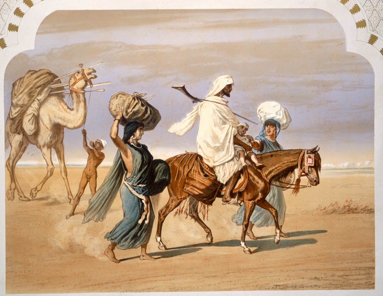 A beduin család átutazik a sivatagon, 1860 alkotó: Henri de Montaut