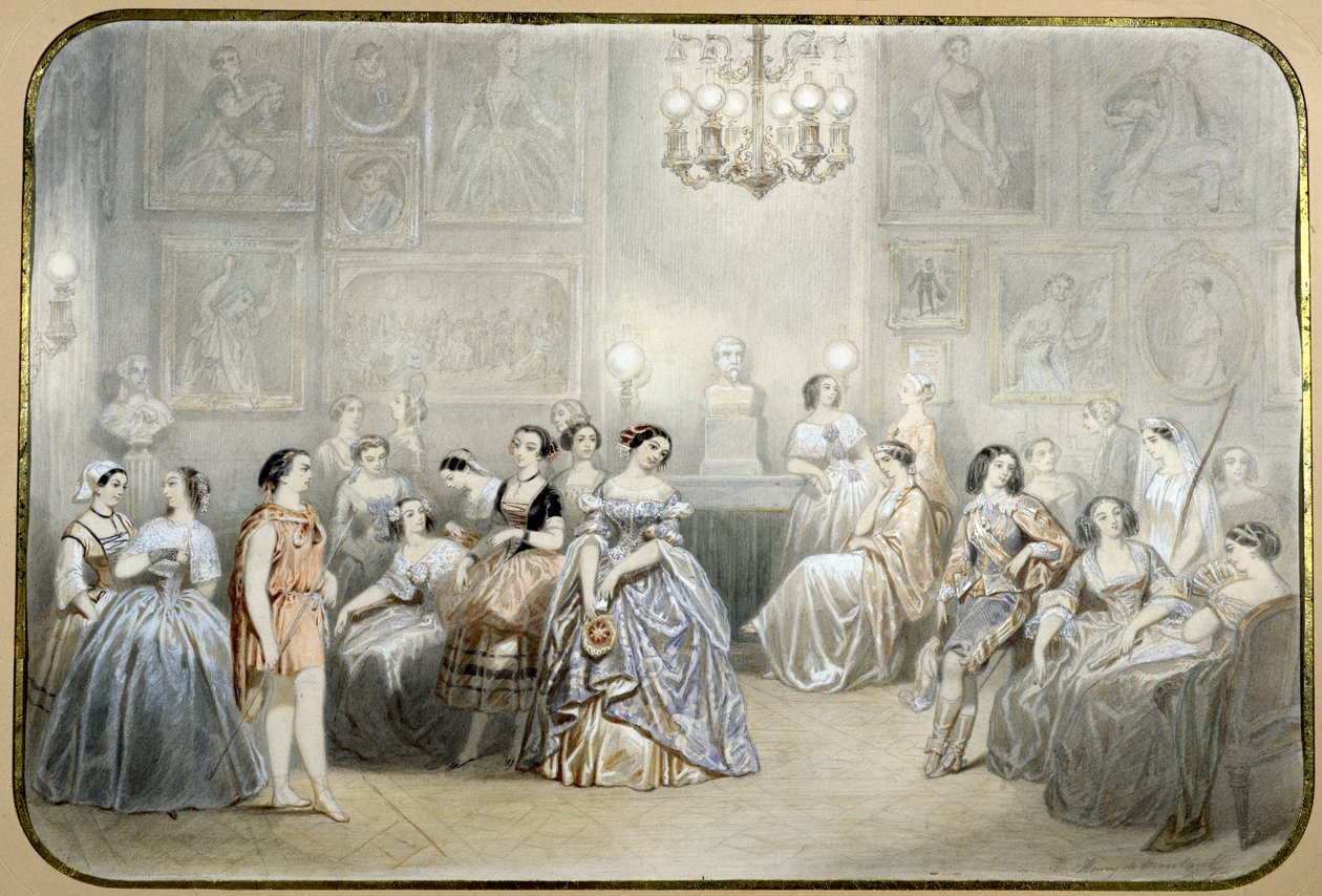 Mlle Rachel színésznő a Comedie Francaise előcsarnokában alkotó: Henri de Montaut